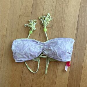 Leaf Patterned Bandeau Bikini Top